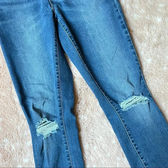 GARAGE High Rise Distressed Raw Hem Skinny Jeggings in Mudhoney Blue Size 7 - Picture 10 of 15